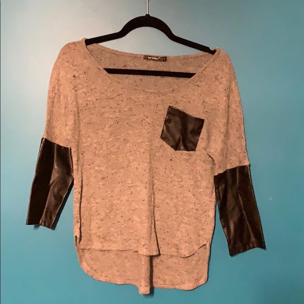 Ladies sweater with faux leather details